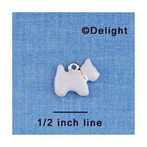   tlf   White Westie Dog   2 Sided   Silver Plated Charm