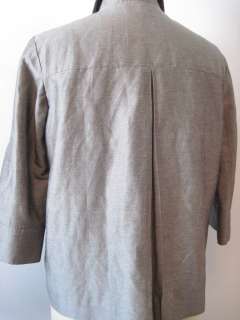 Ann Freedberg Gray Green Rayon & Linen Button Front Shirt Jacket   6 