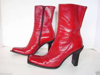 Roberto Rinaldi ankle boots heels red leather 38 7.5  