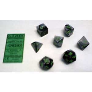  Chessex Dice Polyhedral 7 Die Gemini Dice Set   Black 