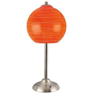  Table Lamp with Waved Lines Paper Shade   Orange Finish 