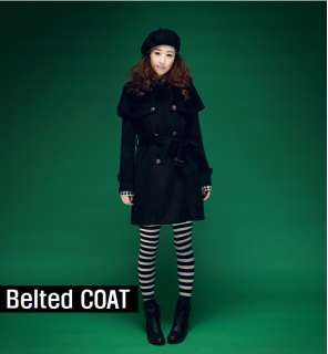 Double Breasted classic vintage BELTED cape Coat Jacket  