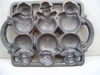BLACK CAST IRON CANDLE, CANDY CHRISTMAS SNOWMAN MOLD  
