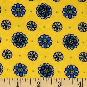  44 Wide Spyro Gyro Small Floral Medallions Yellow Fabric 