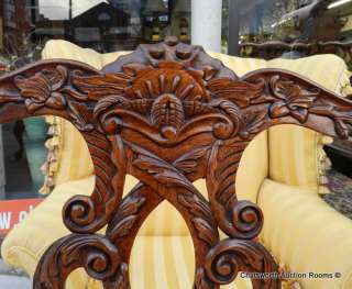   Carved Solid Mahogany Chinese Chippendale Dining Room Chairs  