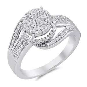  Diamond Engagement Ring Micro Pave 10k White Gold Bridal 