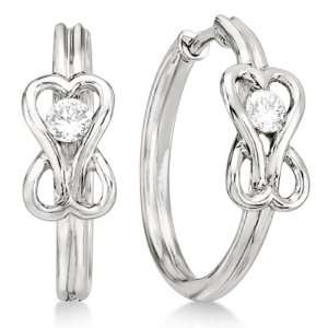  Diamond Love Knot Hoop Earrings in 14k White Gold (0.25ct 
