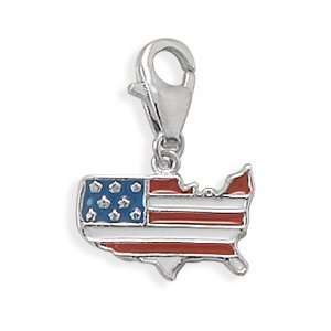   USA Charm with Lobster Clasp   New .925 Sterling Silver Jewelry