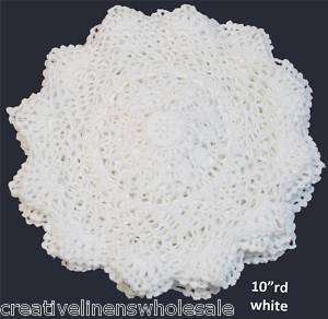 6PCS 10 Round White Cotton Crochet Lace Doily FREE S&H  