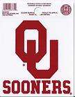 OU Oklahoma Sooners Small Static Car Truck Window Cling Decal New NCAA
