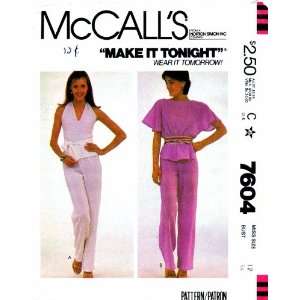  McCalls 7604 Sewing Pattern Halter Top Pants Size 12 Bust 