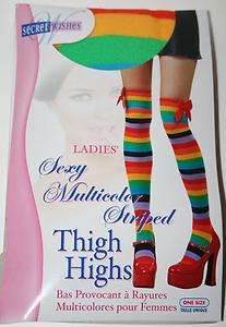   thigh high stocking stripe socks dance club costume clown women