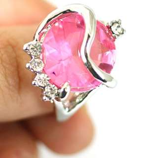 Top Wedding 18K White GP Zircon Gemstone CZ Finger Ring Jewelry Blue 