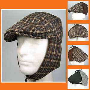 New Winter Ear Flaps Newsboy Ivy Driver Cabbie Thick Hat Cap Brown 