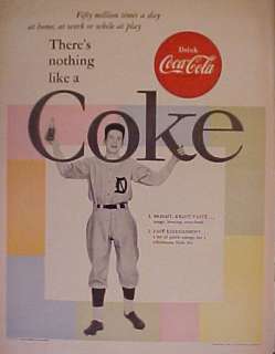   ) Soda Pop Baseball Player Coke Paper LARGE TYPE SIZE Print AD  