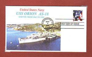 USS ORION AS 18 USN SUBMARINE TENDER Photo Cachet   