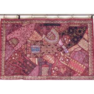   Maroon Wall Hanging Indian Ethnic Living Room Decor Tapestry Throw L