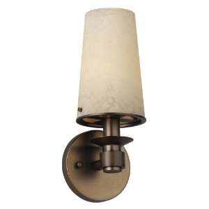   Torch 1 Light Wall Sconce in Merlot Bronze with Etruscan Beige glass