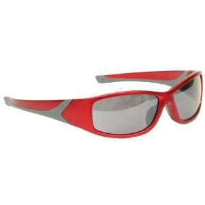 Extreme Wrap Around Sunglasses in Red Nylon Frame with Soft Rubber 