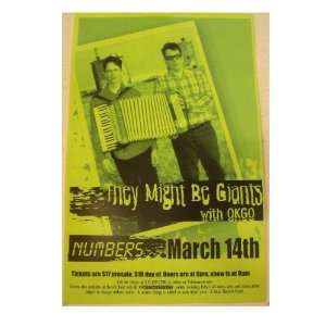  They Might Be Giants with OKGO handbill Poster Numbers 