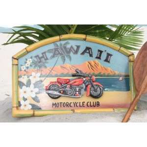   SIGN HAWAII, MOTORCYCLE CLUB HARLEY   24 X 16 HAWAIIAN SURF DECOR