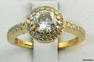   Round Diamond Halo Engagement Ring   18k Yellow Gold High Carat  