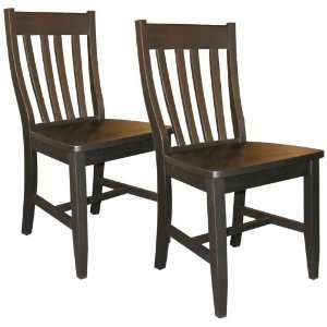  Set of 2 Black Finish Schoolhouse Chairs