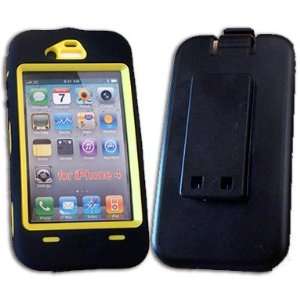  IPHONE 3G 3GS BLACK YELLOW DOUBLE PROTECTIVE CASE + HOLSTER 