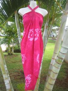Sarong Plus Sz Pink Hibiscus Coverup Pareo Wrap Dress  