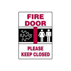 FIRE DOOR PLEASE KEEP CLOSED (W/GRAPHIC) 14 x 10 Dura Aluma Lite 