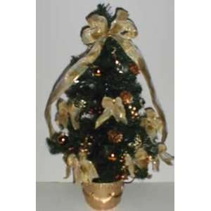  and Lighted Gold Fiberoptic Christmas Tree 