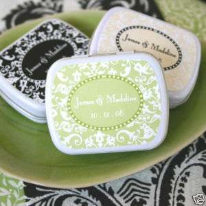 100 Personalized Damask Wedding Favor Box Mint Tins  