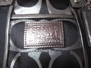 268 COACH Poppy Signature Lurex Spotlight Tote Bag Sac Purse Gunmetal 