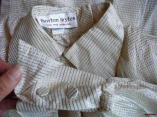 Tuxedo Ruffle Vintage 70s Blouse Sheer Metallic Thread French Cuff 