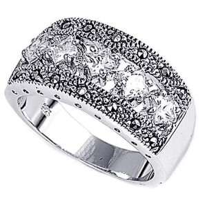   & Engagement Ring Clear CZ Marcasite Ring 6MM ( Size 5 to 9) Size 5