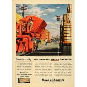   Ad Bank America Kerman California Tractor Cotton   Original Print Ad