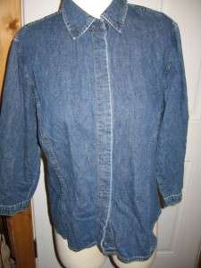 Ann Taylor Jeans Denim Long Sleeve Button Down Shirt L  