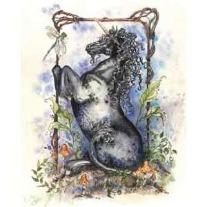  Black Bramble Unicorn Ceramic Art Tile By Sarah Pauline 