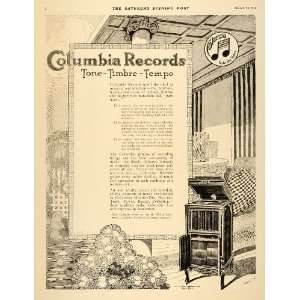 1916 Ad Columbia Records Tone Timbre Tempo Music Player 