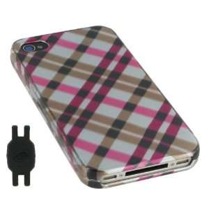 Pink Plaid Design Snap On Hard Case for Apple iPhone 4 4th Generation 