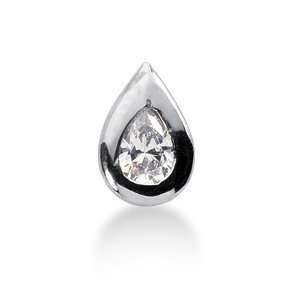  1 Ct Diamond Pendant Pear Bezel Solitaire Chain 14k White 