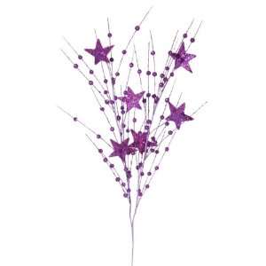 Pack of 6 Purple Sparkling Glitter Berry Star Christmas Spray Picks 34 