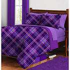Teen Girls Purple Plaid Reversible 5P Twin/Single Comforter Bed in Bag 