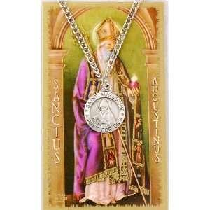  Pewter St. Augustine Medal & 24 Chain, Prayer Card Set. Jewelry