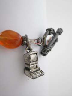 DESIGNER Silver Garnet Carnelian Toggle Bracelet  
