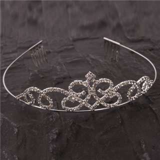   Rhinestones Princess Crown Headband hair Clip Tiara Wedding Bride Pin