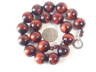 Necklace Red Tiger Eye Huge 20mm Round Beads  