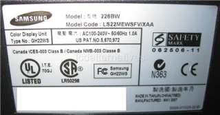 Repair Kit, Samsung 226BW Rev 0.1, LCD Monitor , Capacitors Only, Not 
