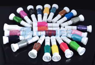 24 colors 2 Way Glitter Makeup Polish Nail Art Striper Pen +Varnish 