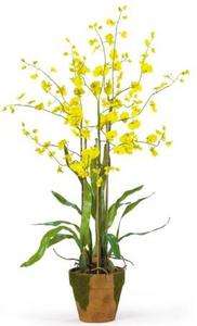 NEARLY NATURAL 35 Yellow Dancing Lady Silk Orchid Flower Arrangement 